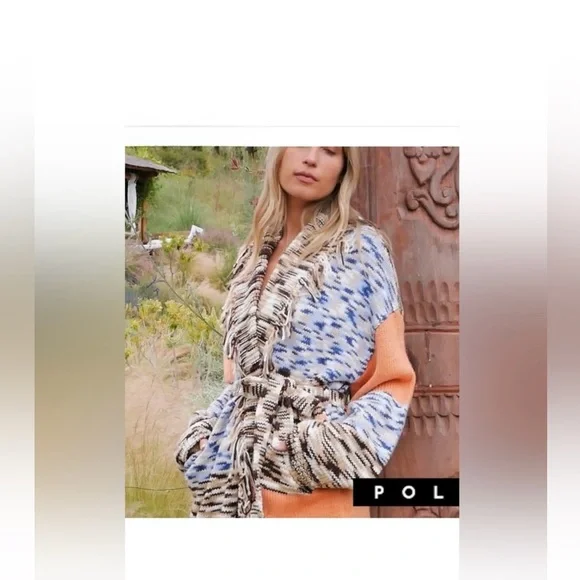 SOLD NEW POL Multicolor Knit Cardigan with Fringe - Picture 3 of 8